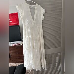 Olivaceous Ivory Ruffle Maxi Dress